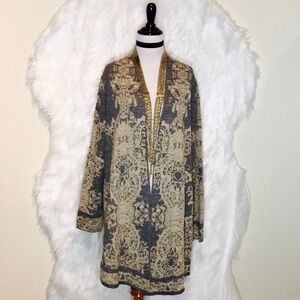 Elegant Gray and Cream Women's Sweater